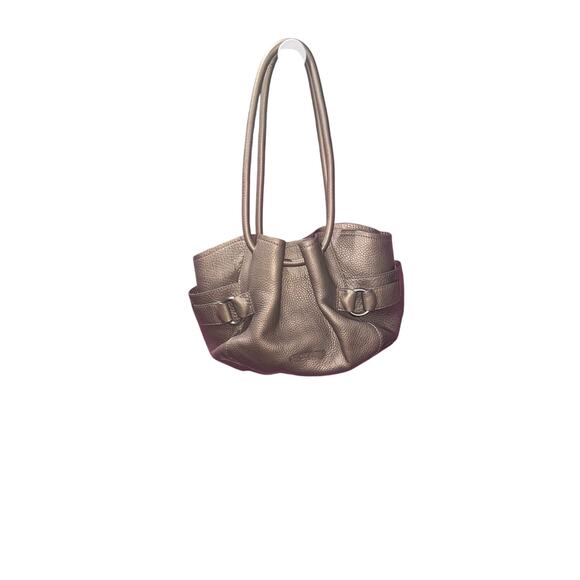 Cole Haan Leather Denney Shoulder Slouchy Hobo Bag Metallic Silver - Picture 1 of 12